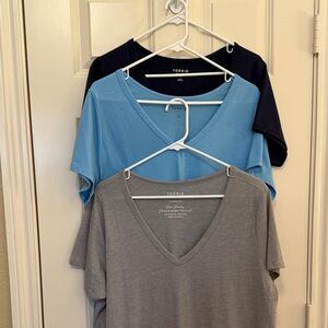 Torrid Classic Short Sleeve V-Neck Tees - Light Blue, Navy Blue and Gray. NWOT